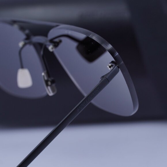 Saint Laurent SL309 RIMLESS 001 Aviator Sunglasses - Black - Picture 6 of 12